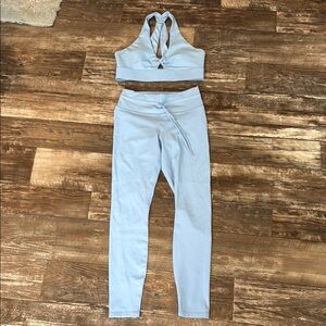 Fabletics Light Blue Halter Top and Leggings Set